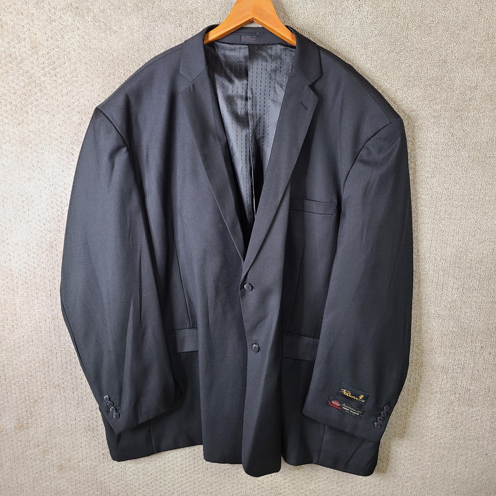 Falcone Jacket Mens 68l Black 2 Button Blazer Superlative 150s Poly Blend Coat